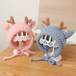 Baby Woolen Hats For Men And Women In Autumn And Winter Baby Plus Velvet Warm Knitted Hats Christmas Antlers Cute And Super Cute