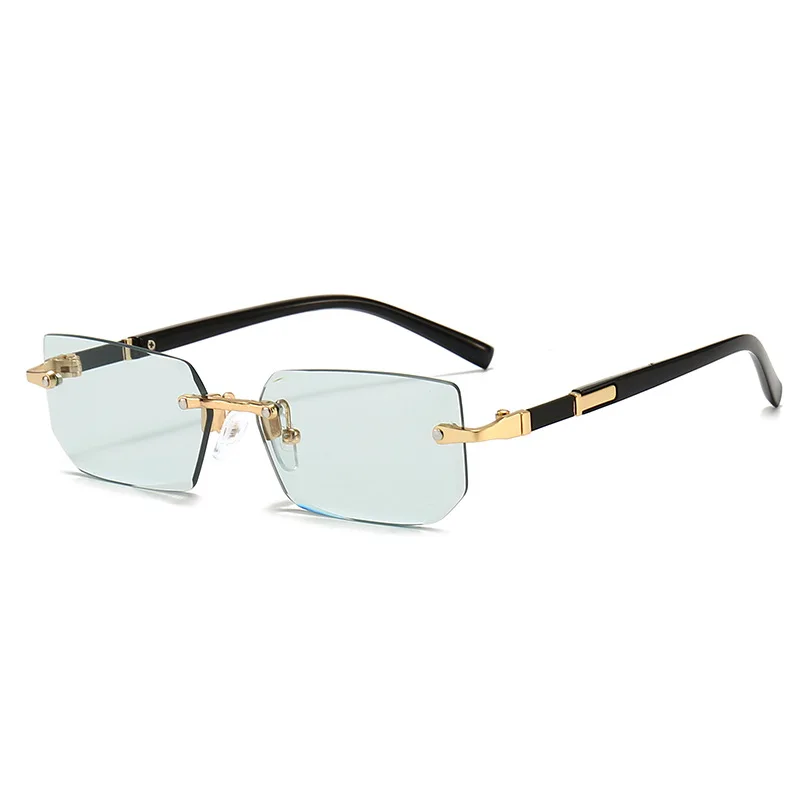  - Rimless Sunglasses Rectangle Fashion Popular Women Men Shades Small Square Sun Glasses For Female male Summer Traveling Oculos