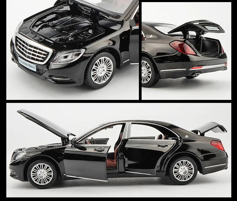 1/32 Maybach S600 литые под давлением металлические модели автомобилей, игрушечный автомобиль с имитацией, светильник с музыкой, 6 дверей, можно открыть, подарки для детей