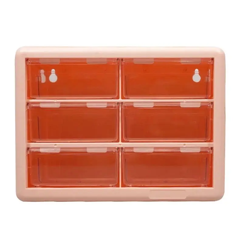 Cute White/pink 9 Grid Abs Drawer Desktop Organizer Desk Storage Box Free  Sticker School Transparent