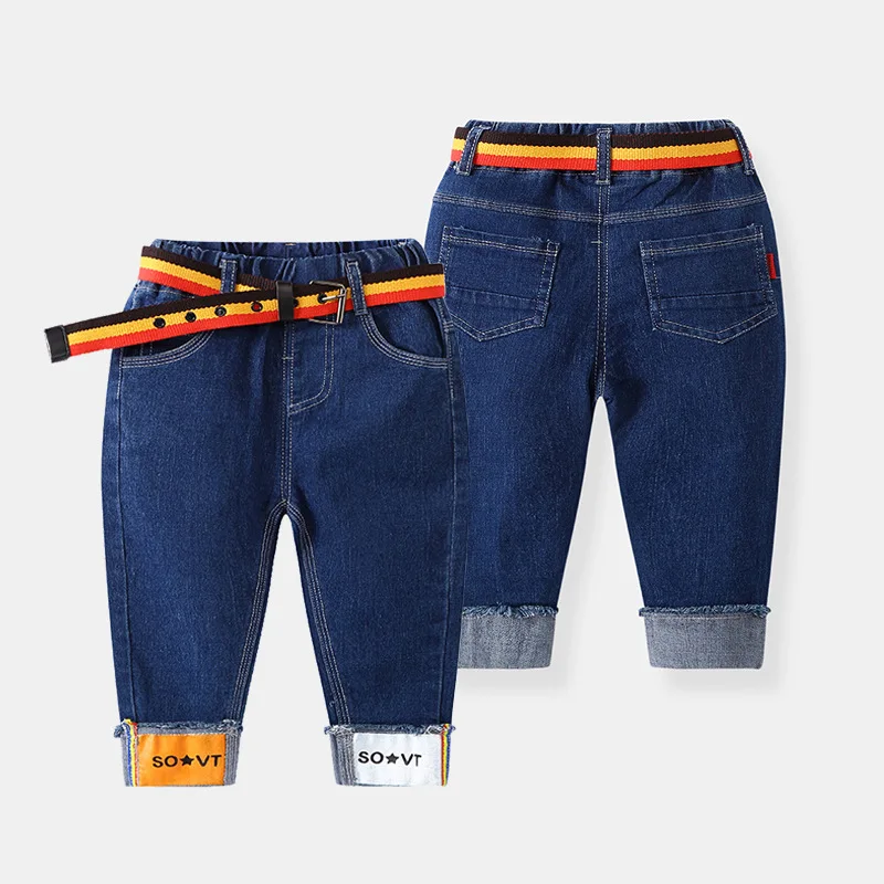

BOY'S Denim Trousers 2019 Spring And Autumn New Style Korean-style Casual Pants Crimping Printed Versatile Elasticity Skinny Pan