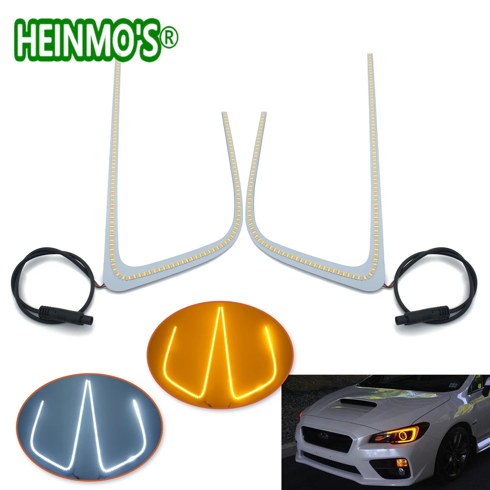 Tanie Dla Subaru WRX STI 2015 2016 2017 2018 reflektor DRL Switchback dwukolorowy LED c rings płytka drukowana włącz lampy kierunkowskazu