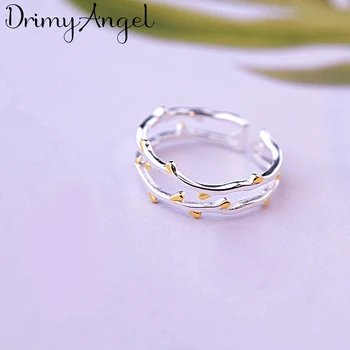 

Korean 925 Sterling Silver Layer Leaf Rings For Women Engagement Jewelry Girls Open Antique Finger Rings