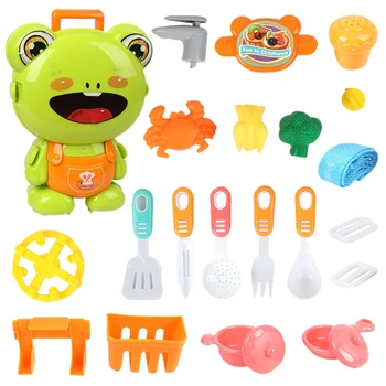 

Children's Cartoon Backpack Through Home Suitcase Toy Doctor Kitchen Engineering Cosmetic Toys Set Frog Gourmet Toys