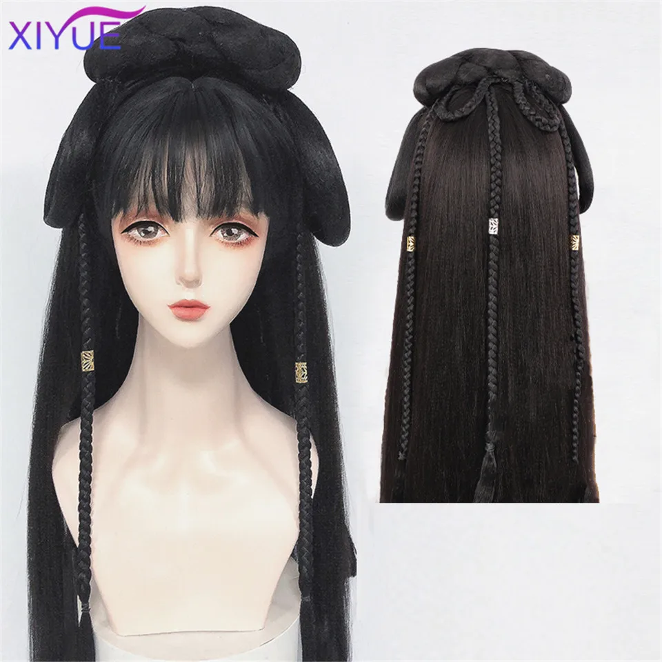 synthetic Vintage Wig Modelling Wig Hanfu Chinese Ancient Style Wig Multi-purpose Ancient Costume Whole Wig Cap Custom Product