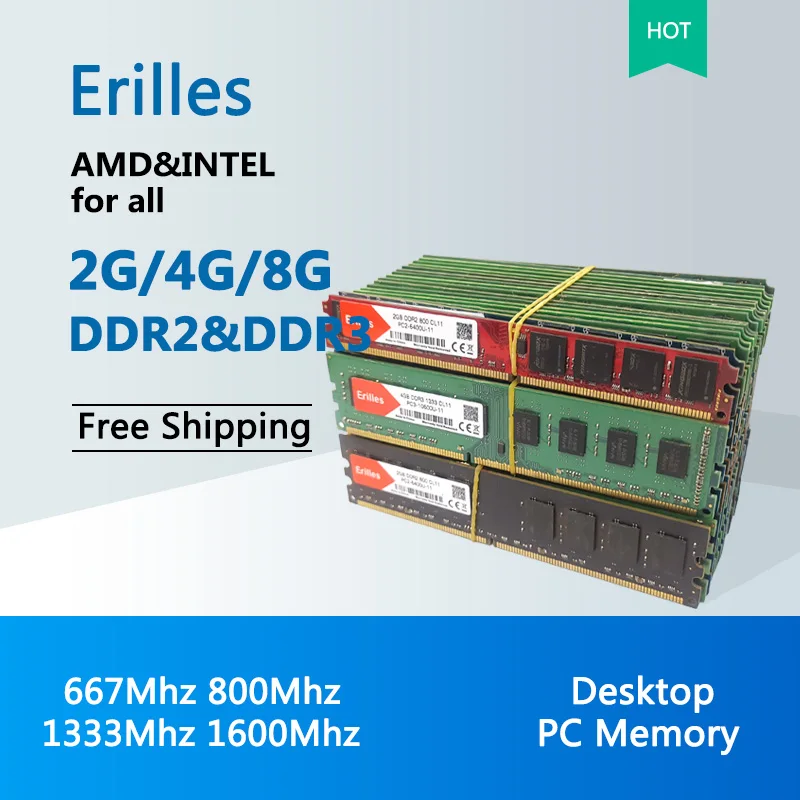 Настольная оперативная память erlies PC2 PC3 2 ГБ 4 8 DDR2 667 МГц 800 DDR3 1333 Гц 1600 модуль памяти
