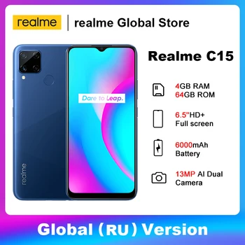 

realme C15 4GB 64GB Global Version Octa Core 6000mAh Battery LCD Display 13MP Quad Camera 6.5" Full Screen 18W Fast Charging