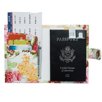 

Best Sale Women Passport Cover Wallet Flower Printing Waterproof Card Holder Leather Travel Passport Holder Documentpakket