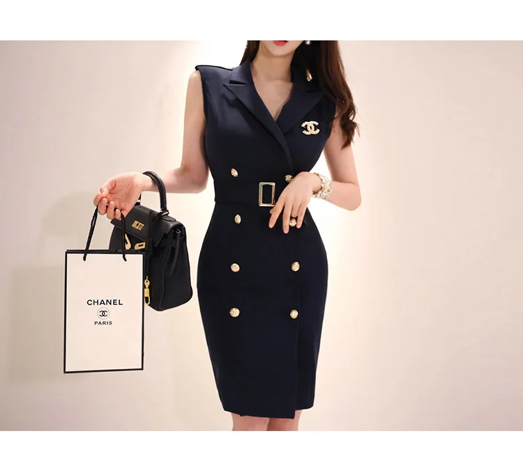 فستان قصير رسمي اسود بحزام