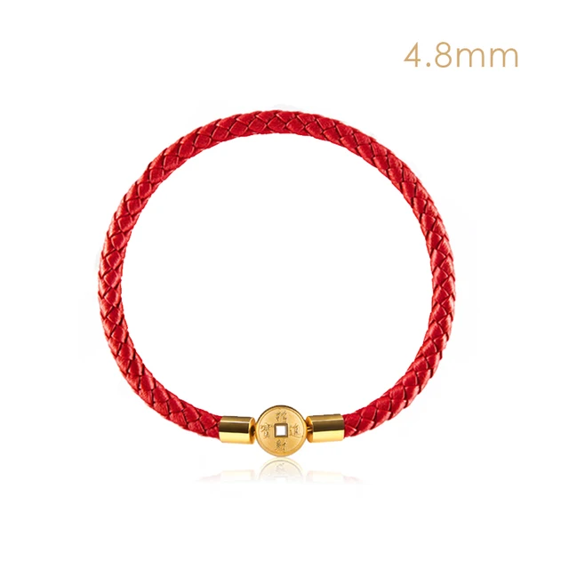 MOONLIGHT 2021 Gold Color Coin Bracelet For Women Genuine Leather Lucky Get Rich Red Bracelets Fashion Jewelry Birthday Gifts 4.8mm