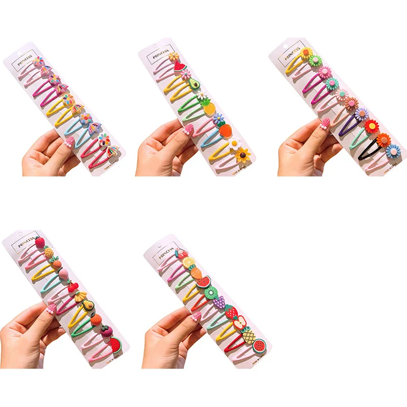 10pcs/lot Fashion Baby Girl Mini Chiffon Flowers Hair Clips Sweet Girls Hairpins For Kids Hair Accessories