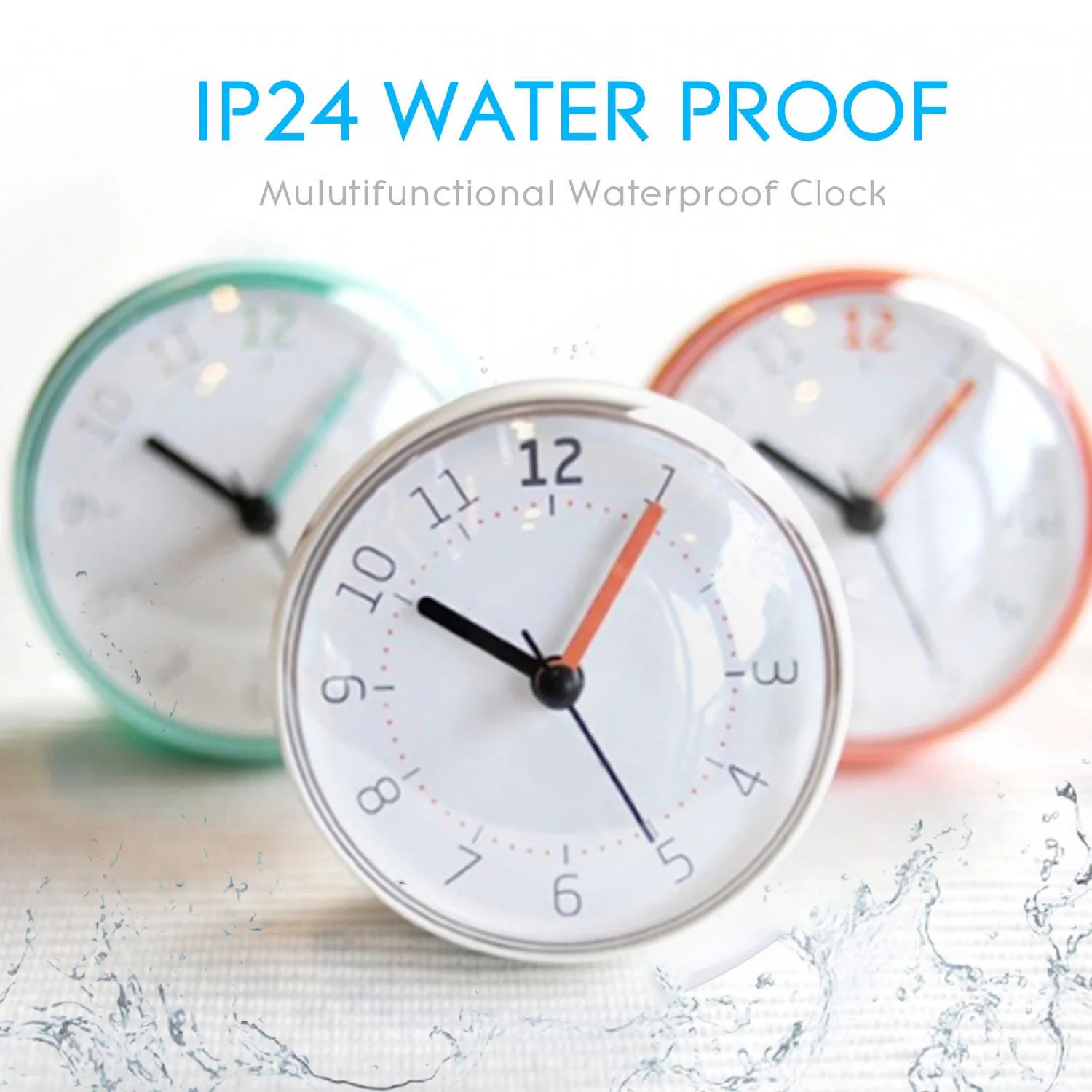2020 Mini Shower Clock Waterproof Wall Clock Suction Cup Bathroom Clock