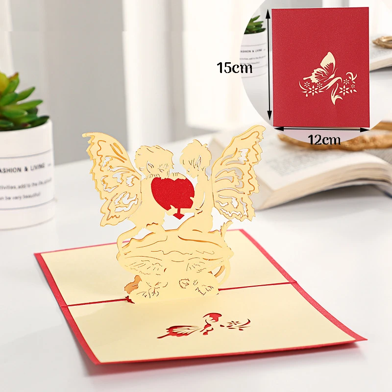 Description Picture 6 of item3D Pop Up Card Lovers Wedding Invitation Greeting Cards Laser Cut Valentine's Day Anniversary Couples Wife Husband Gift Postcard
