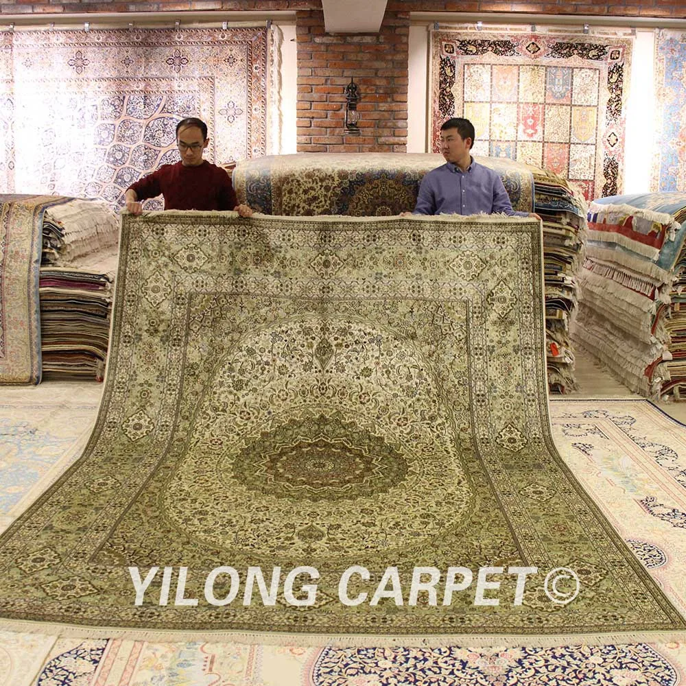 YILONG 8'x10' античный персидский шелковый ковер красочный медальон персидский ковер ручной работы(YJH250A