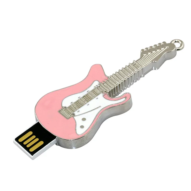 Металл 32 ГБ USB 2,0 флэш-диск Креативный подарок музыка металлическая электрогитара ручка привод 64 128 Гб 8 16 32 Гб Флешка Милая карта памяти