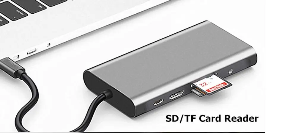 4K USB C концентратор type C к Мульти USB 3,0 концентратор HDMI VGA LAN SD TF кард-ридер 3,5 мм разъем PD адаптер док-станция для MacBook Pro type C концентратор