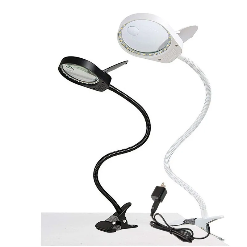 Flexible 8x15x Magnifying Glass Desk Lamp Illuminated Magnifier LED Light Reading Lamp with Clamp USB Power Supply