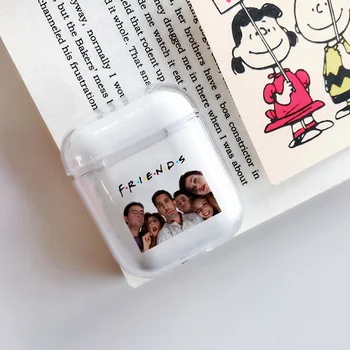

Cute Cartoon Wireless Bluetooth Earphone Case For Apple AirPods Charging Headphones TVFriends Clear For Airpods Protective Cover