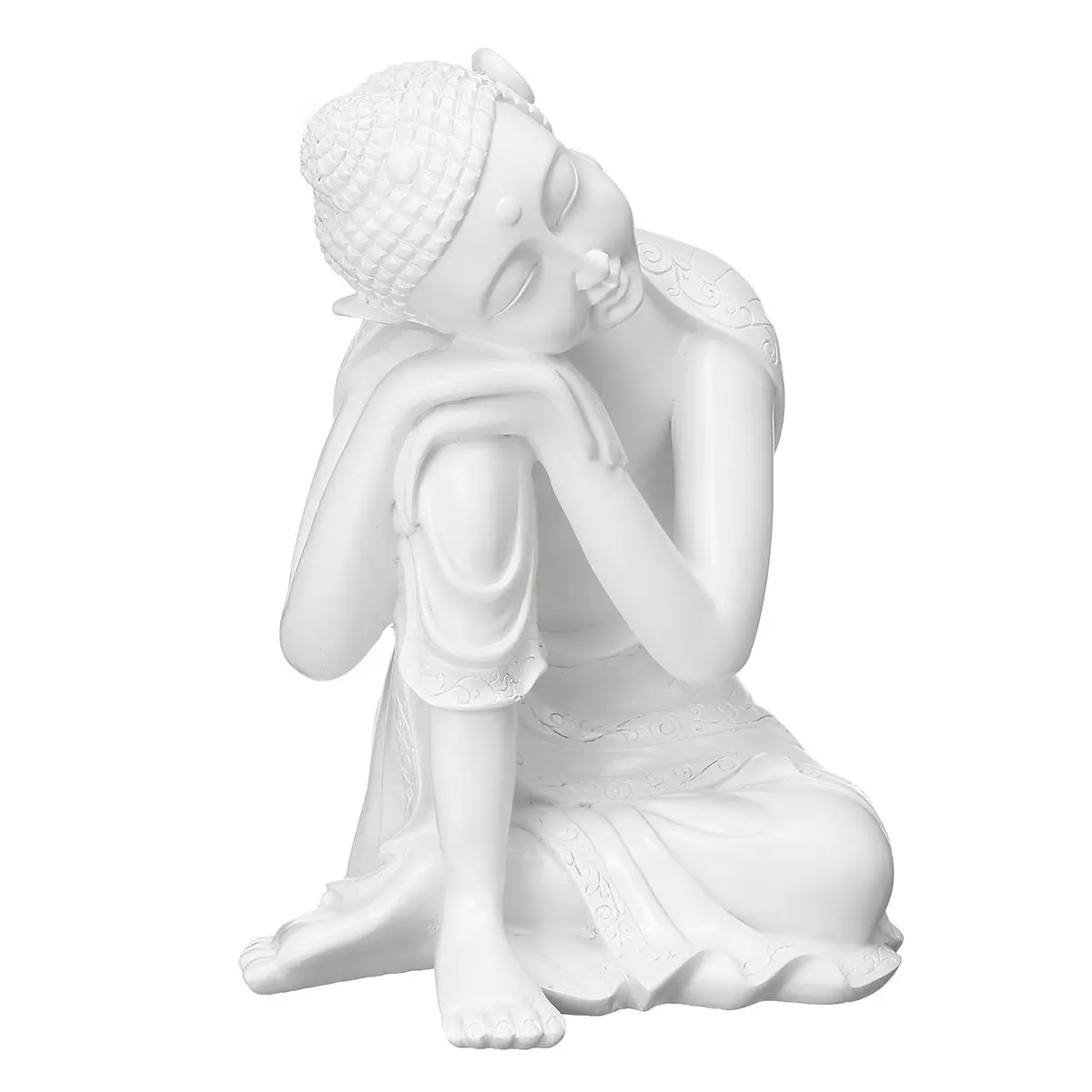 

White Resin Buddha Ornaments Sitting Buddha Statue Sleeping Buddha For Sculpture Home Garden Office Desk Decorative Ornament