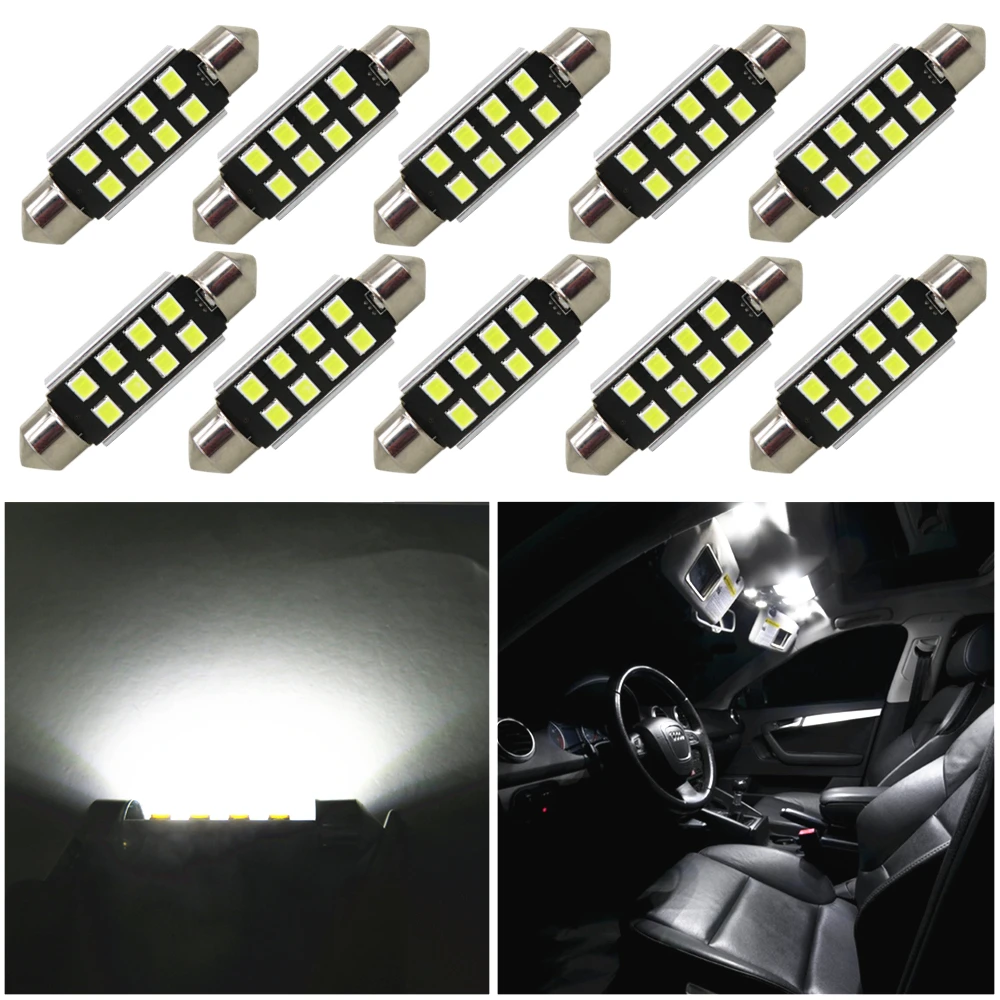 WLJH 10x Car Light 31mm 36mm 39mm 41mm CANbus C5W Led Light Bulb 2835