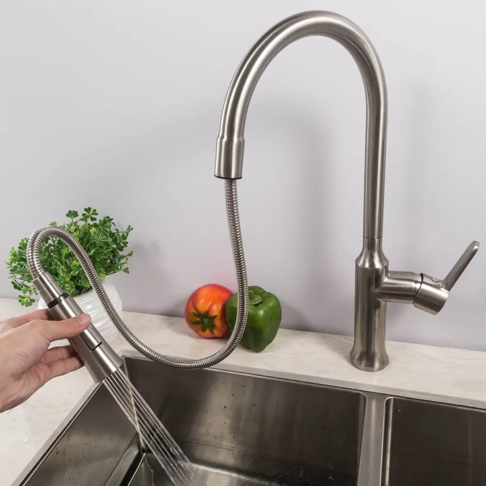  Stainless Steel Retractable Hot and Cold Water Kitchen Sink Faucet Mixer Sink Faucet Single Handle  - 4000170553157