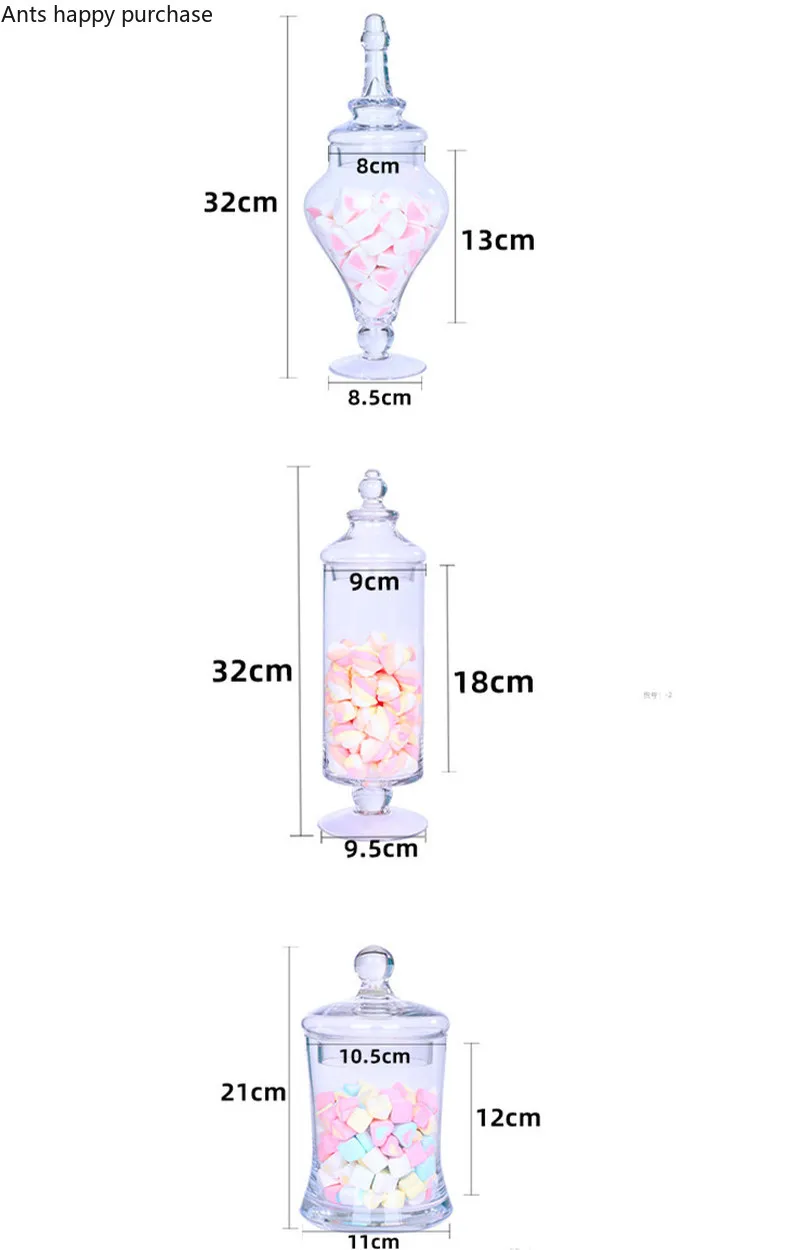 European Style Transparent Glass Food Candy Jar with Lid Decoration Household Glass Storage Jar Wedding Arrangement Decoration 6