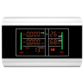 

6-In-1 USB Rechargeable Air Quality Monitor PM2.5 Temperature HCHO TVOC Humidity Benzene Detector LCD Digital Display