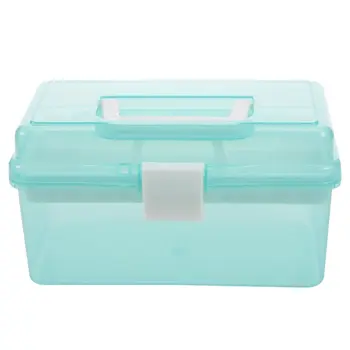 

Clear Turquoise Plastic Tray 2 Compartment Tool Storage Box Case
