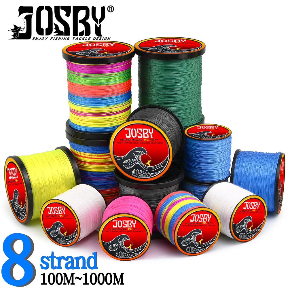 Леска JOSBY 100 м 300 500 1000 8/4 ниток леска для ловли карпа рыболовная Многожильная