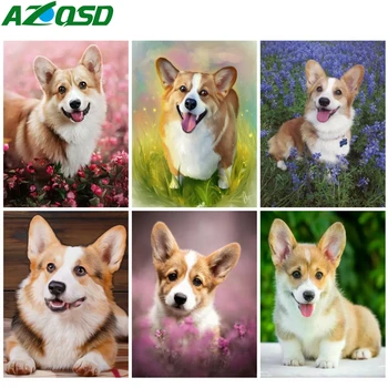 

AZQSD Diamond Painting Dog Cross Stitch Picture Of Rhinestones Diamond Embroidery Animal Art Diy Home Decor Needlework