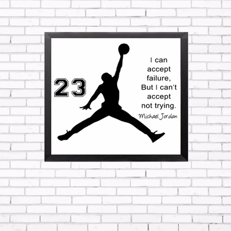 

Nike Air Jordan English Proverbs Black And White Minimalist Modern Painting Core Oil Painting Frameless Painting Decorative Pain