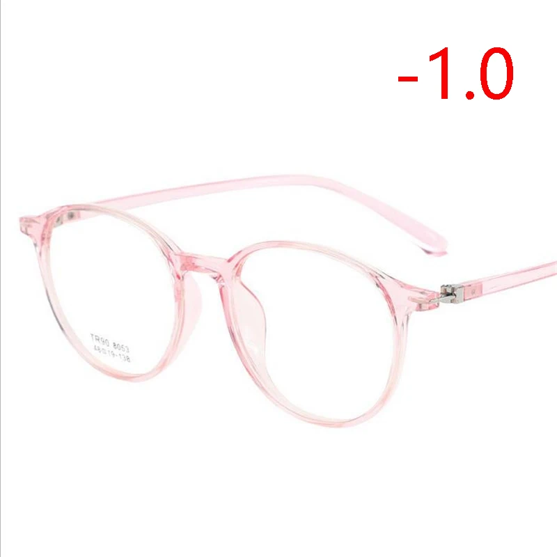 TR90 прозрачные круглые близорукие очки для женщин 1,56 асферические линзы очки по рецепту для мужчин диоптрий 0-0,5-1,0 до-4,0 - Цвет оправы: Myopia 100