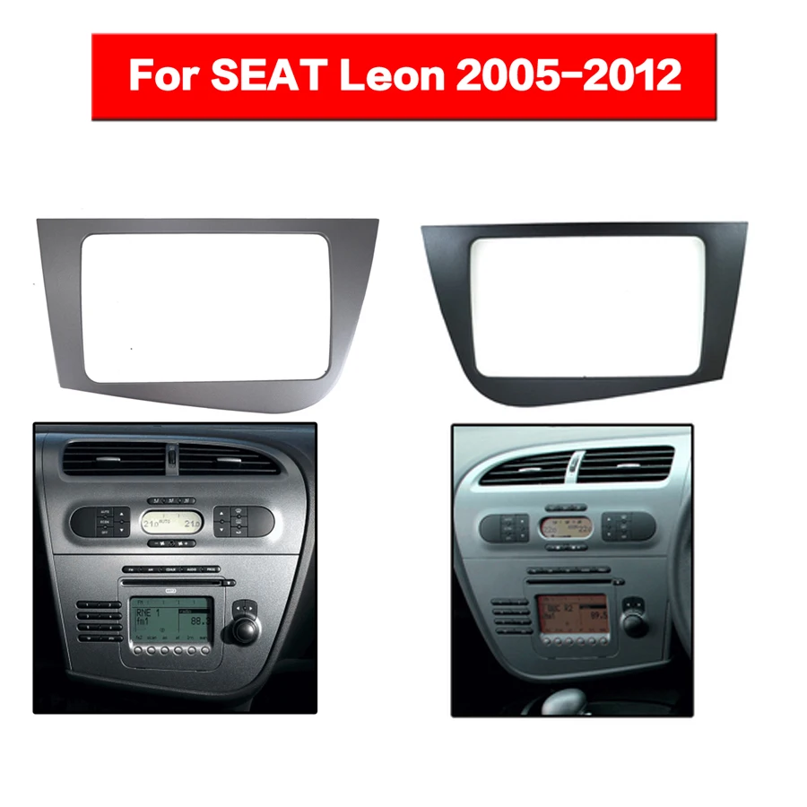 Двойной Din Радио Рамка для Seat Leon 2005-2012 головное устройство фасции gps Навигация стерео панель Dash монтажный комплект