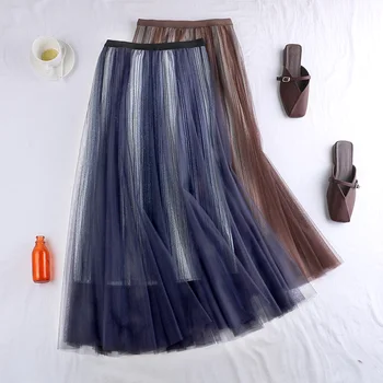 

of new fund of 192 autumn show thin tall waist gradients in bright silk long white gauze fairy skirts women