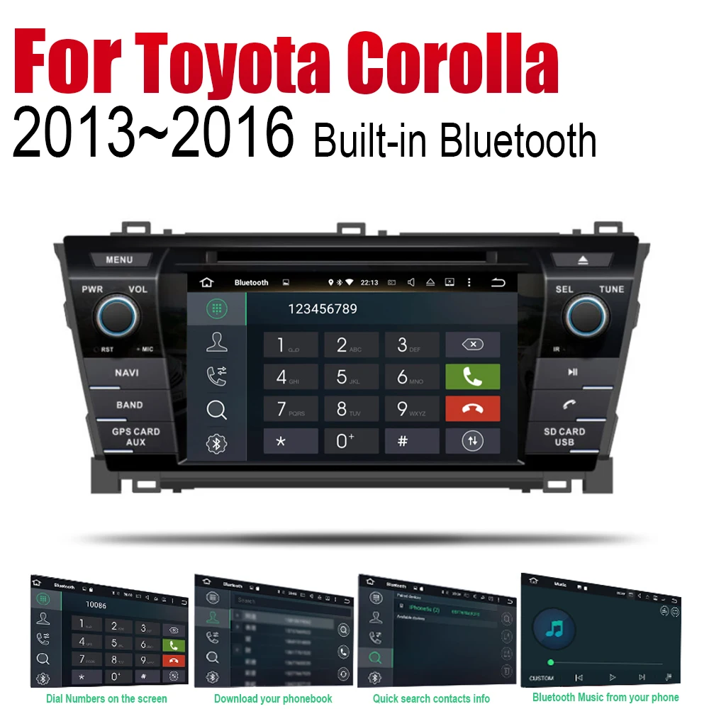 Автомагнитола 2 Din на Android DVD для Toyota Corolla 2013 2014 2015 2016 автомобильный мультимедийный