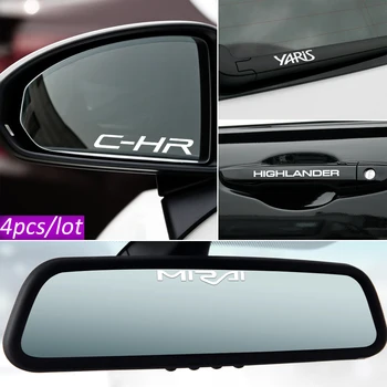 

Car Styling 4PCS Car Stickers Window Wiper Door Handle PVC Decals For Toyota Chr Corolla Auris Avensis t25 YarisRAV4 Accessories