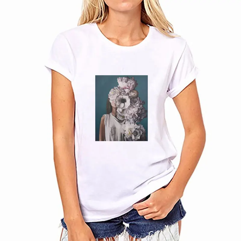 

New Harajuku Aesthetics T Shirt Women Sexy Beauty And Flower Printing Woman Tshirt Fashion Kawaii Clothes Leisure Kawaii Design