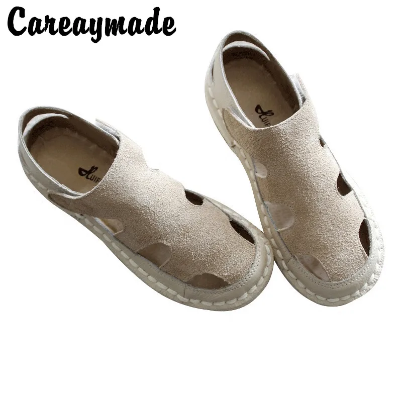 

Careaymade-Original retro literature Cow Suede pure handmade soft soles women shoes comfortable simple hollowed sandals