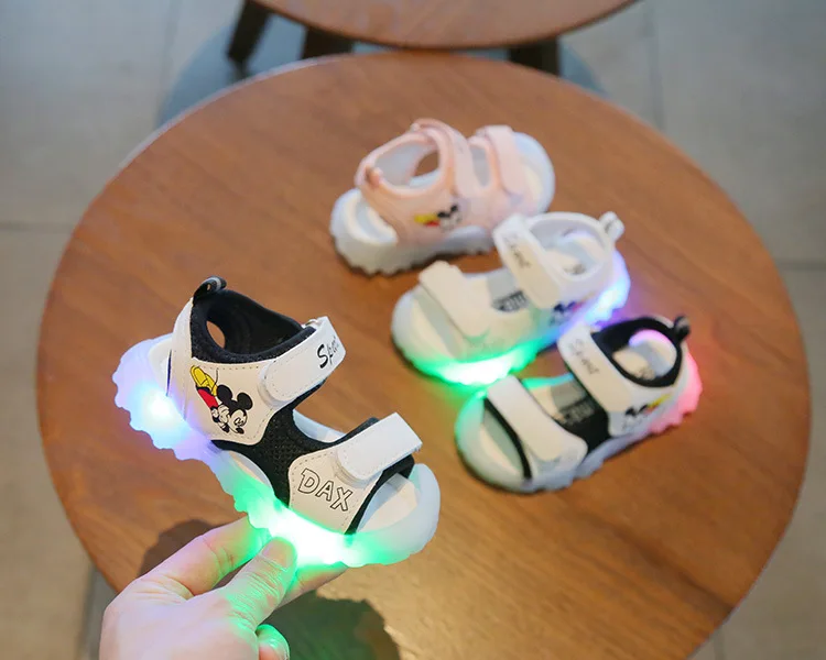 children's shoes for sale 2022 Fashion Lovely Cute Children Sandals LED Lighting Kids Clogs High Quality Disney Mickey Mouse Girls Boys Shoes Toddlers girls shoes