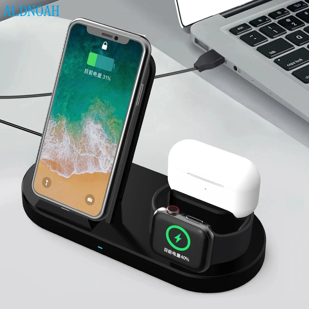 15W Fast Wireless Charger Bracket For iPhone 12 11 XS Max x 8 Plus Chargers Airports Pro Apple Watch 6 5 4 3 Stand Charging 3IN1 | Мобильные