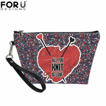 

FORUDESIGNS Classic Knitting Red Heart 2019 Women Cosmetic Bag Travel Makeup Bags Organizer Storage Pouch Necessaries Pencil Bag