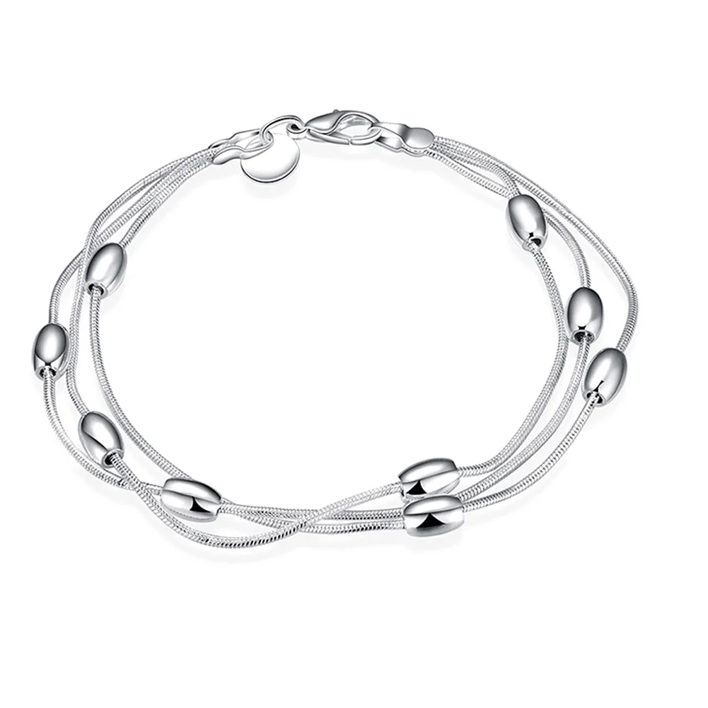 Портативный медный подарок с бусинами, посеребренные вечерние аксессуары, трехслойный женский браслет для путешествий