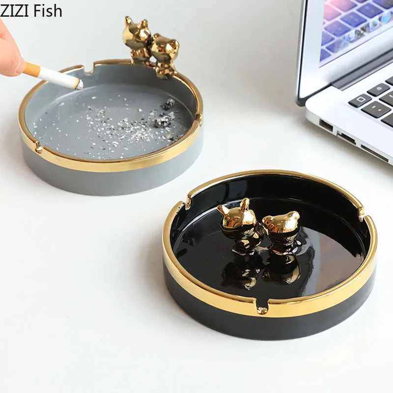 Cartoon Tiere Cute Aschenbecher Gilded Keramik Aschenbecher Rauchen Zubehör  Rauch Tray Home Asche Lagerung Box Geschenke für Freund