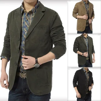

2019 New Men Blazer Cotton Suit Jacket Male Blazer Men Slim 3-Button Single Breasted Cotton Lightweight Blazer Jacket