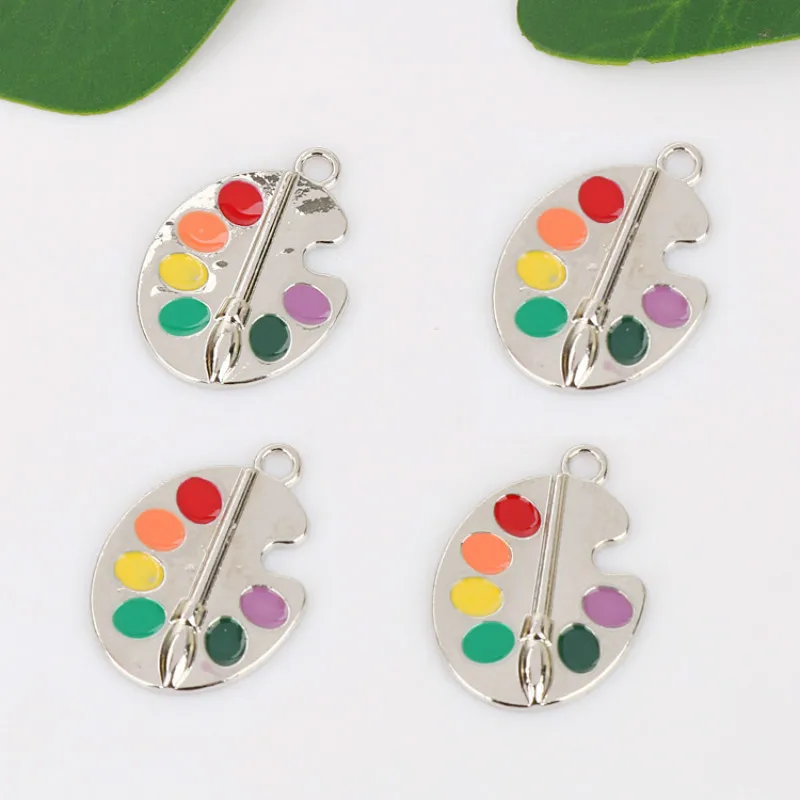 10pcs Color Painting Metal Charms Craft Oil Drop Pendant for Earring