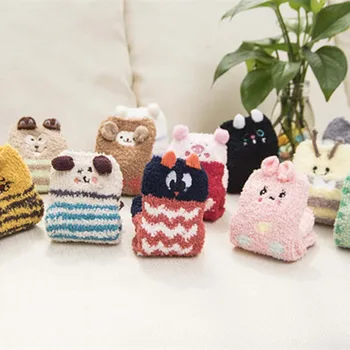 

Christmas socks Gift 3D Design Fluffy Coral Velvet Thick Warm Sock For kids Towel Floor/Sleeping new Year gift Sox with Box