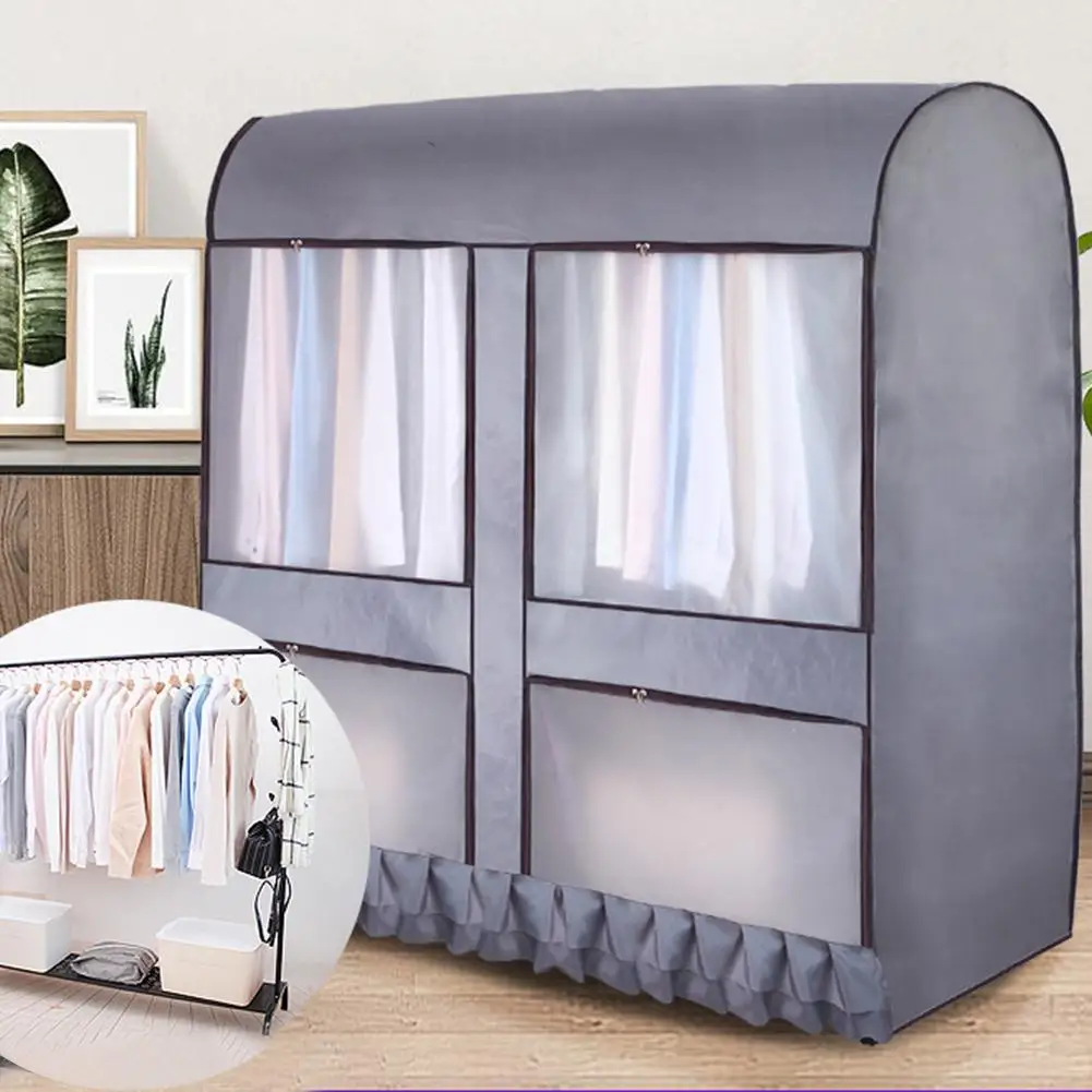 

Floor-Standing Hanger Drying Rack Dust Cover Storage Bag For Suit Overcoat Jacket Clothes Hanging Organizer For Bedroom
