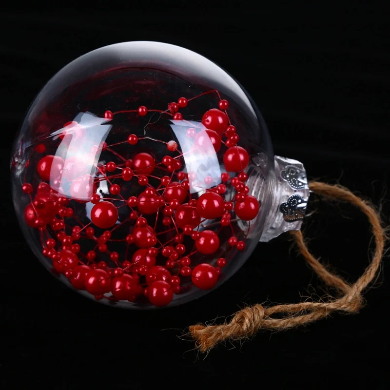 Delicate Christmas Decoration Ball Clear Balls With Pearl Rattan Flower Window Hanging Tree | Дом и сад