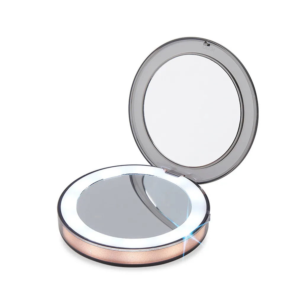 3X увеличительный, светодиодный мини набор косметики компактное зеркало Путешествия портативное зондирование освещение макияж зеркало