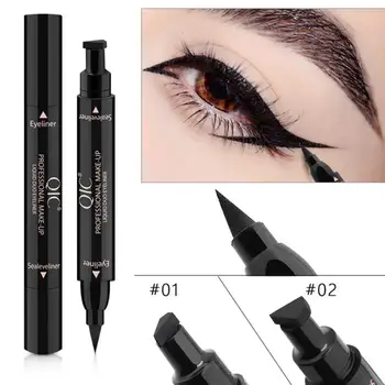 

QIC Vloeibare Professional Eyeliner Pen Beauty Make-up Pen Waterdichte Zwarte Dubbele Hoofd Make-up Zegel Eyeliner Makeup Tools